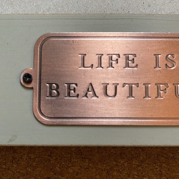 LIFE IS BEAUTIFUL picture frame. Never used. Brass plack has tiny tine mark - Picture 4 of 7